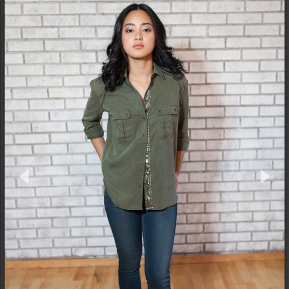 NWOT Free People Off Campus Buttondown Shirt in Moss - Picture 10 of 16